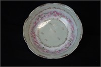 Serving bowl with pink flowers and Gold Trim