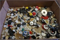Box lot of Vintage Buttons and Earrings