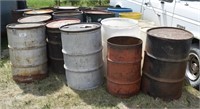 Qty of Various Barrels, Loc: OK Tire Lot, East