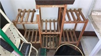 Wooden slat tier plant stand no contents