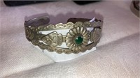 Nickel silver &genuine turquoise marked bracelet