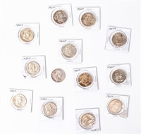 Coin 13 Assorted Benjamin Franklin Half Dollars