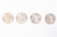 Coin 4 Assorted Morgan & Peace Silver Dollars