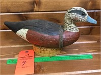 White carving widgeon w/ cork stand anchor line