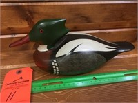 Dave Frier red breasted merganser signed red glass