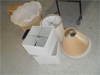 COLLECTION OF LAMP SHADES AND METAL CAN