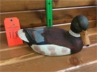 light wood carved, painted, mallard, marked Becky