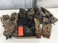 hunting gloves, goggles, etc