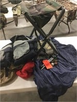 hunting stool, rain gear,life jacket, etc.
