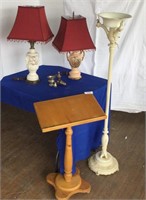 Lot of Table Lamps & Music Stand