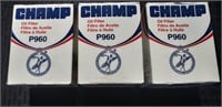 3X CHAMP Oil Filters P960 Lot