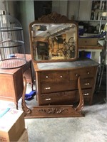 Antique dresser with wishbone mirror