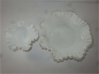 White Glass bowls w/ Ruffled Edges