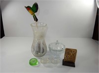 Bronze Hummingbird, Nesting Hens, Dish, Vase