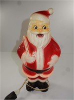Vintage Plastic Light Up Santa  w/Candy Cane