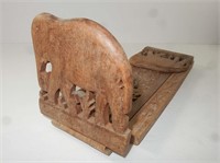Ornate Wood Elephant Sliding Bookshelf