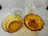 Amber Glass Bowls, Clear Bowl