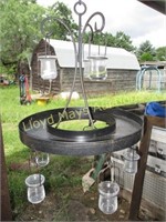 Wrought Iron & Glass Votive Candle Chandelier