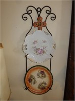 Wrought Iron Plate Display w/Decorative Plate