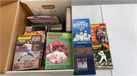 Box of assorted Baseball Digests and Books about