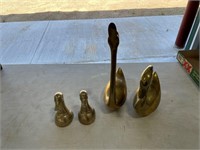 Brass duck book ends & geese