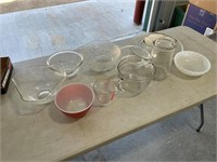 Measuring cups, Pyrex & other bowls, pitcher