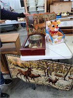 Tapestry, 2 Clocks, Rudolph Plush Toy