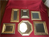 6 unmatched mirrors assorted sizes  12”x12”