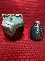 2 Art pottery vase, 5” and 3”