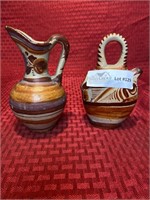 2 pc Mexican Art pottery signed