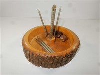 Wooden Nut Bowl w/ Tools