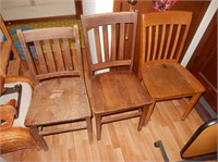 Five Wooden Mission Style Chairs