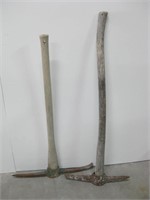 Pair Vintage Wood Handled Pick Axes