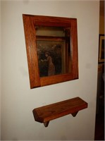 Oak Wall Mirror and Shelf