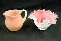 Art Glass Pitcher and Fluted Bowl