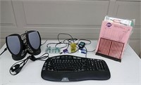 Assorted Office Lot , keyboard and  speakers - GB