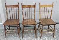 3 Solid Wooden Chairs - GB