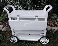 Plastic white cart w/ Fold down sides- S1
