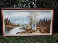 Large framed canvas oil painting