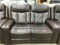 Leather nail head trim reclining loveseat MSRP