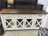 White farm style media stand MSRP $699