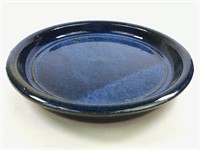 14"Dia Blue Glazed Pottery Tray