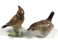 2 Small Hand Painted Ceramic Birds