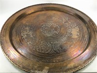 Large Etched Brass Asian Table Tray