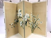 Chinese Painted Silk on Wood Panel Folding Screen