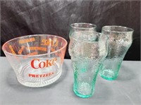 Coca Cola Snack Bowl & Glasses