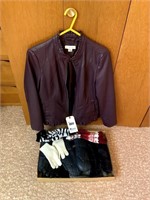 Purple Leather Jacket, Gloves, & Mittens