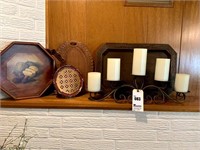 5- Candle Holder, Wooden Trays, & Plate