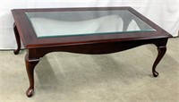 Queen Anne Beveled glass top coffee table 48" x