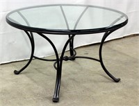 Wrought iron round cocktail table w/beveled glass